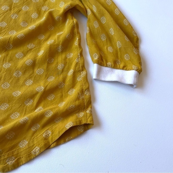 MAEVE Anthropologie Top Size 2 Mustard Yellow Polka Dot 3/4 Sleeve Blouse - Picture 14 of 16